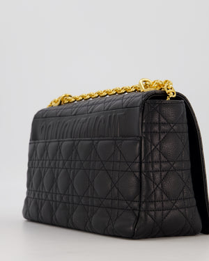 Christian Dior Black Calfskin Leather Caro Bag with Gold Hardware