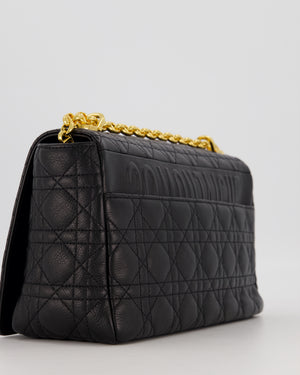 Christian Dior Black Calfskin Leather Caro Bag with Gold Hardware