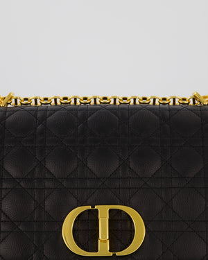 Christian Dior Black Calfskin Leather Caro Bag with Gold Hardware