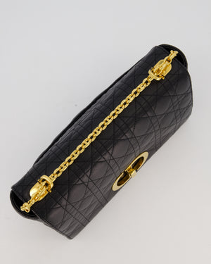 Christian Dior Black Calfskin Leather Caro Bag with Gold Hardware