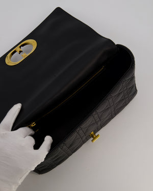 Christian Dior Black Calfskin Leather Caro Bag with Gold Hardware
