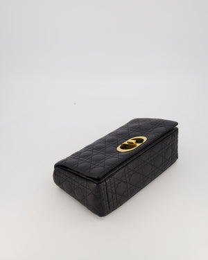 Christian Dior Black Calfskin Leather Caro Bag with Gold Hardware