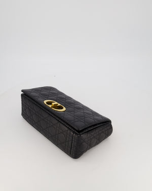 Christian Dior Black Calfskin Leather Caro Bag with Gold Hardware