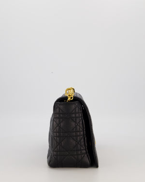 Christian Dior Black Calfskin Leather Caro Bag with Gold Hardware