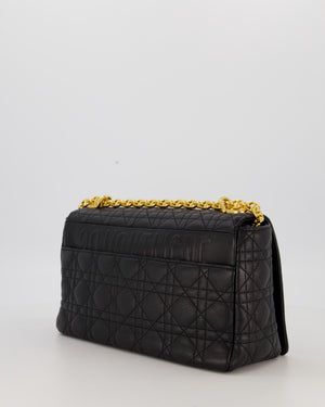 Christian Dior Black Calfskin Leather Caro Bag with Gold Hardware