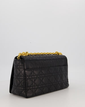 Christian Dior Black Calfskin Leather Caro Bag with Gold Hardware