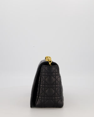 Christian Dior Black Calfskin Leather Caro Bag with Gold Hardware