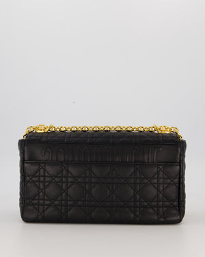 Christian Dior Black Calfskin Leather Caro Bag with Gold Hardware