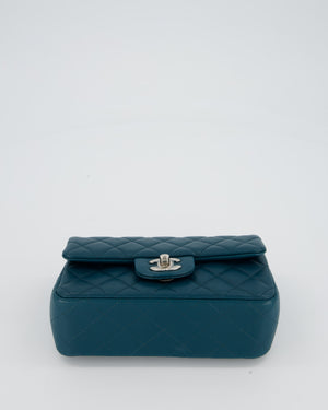 Chanel Cobalt Blue Classic  Mini Rectangular Single Flap Bag In Lambskin Leather With Silver Hardware
