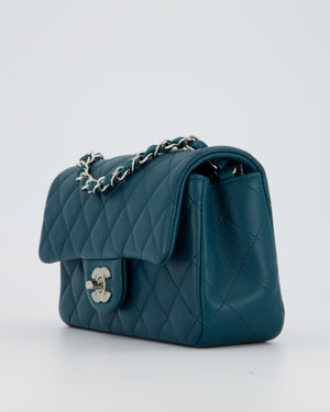 Chanel Cobalt Blue Classic  Mini Rectangular Single Flap Bag In Lambskin Leather With Silver Hardware