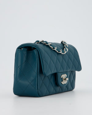 Chanel Cobalt Blue Classic  Mini Rectangular Single Flap Bag In Lambskin Leather With Silver Hardware