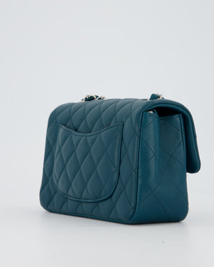 Chanel Cobalt Blue Classic  Mini Rectangular Single Flap Bag In Lambskin Leather With Silver Hardware