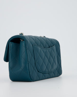 Chanel Cobalt Blue Classic  Mini Rectangular Single Flap Bag In Lambskin Leather With Silver Hardware