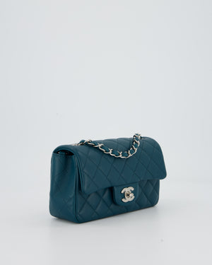 Chanel Cobalt Blue Classic  Mini Rectangular Single Flap Bag In Lambskin Leather With Silver Hardware