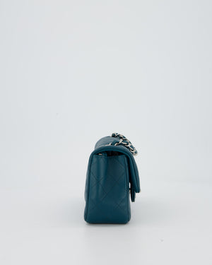 Chanel Cobalt Blue Classic  Mini Rectangular Single Flap Bag In Lambskin Leather With Silver Hardware