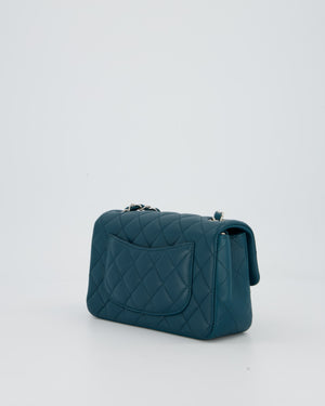 Chanel Cobalt Blue Classic  Mini Rectangular Single Flap Bag In Lambskin Leather With Silver Hardware
