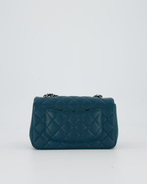 Chanel Cobalt Blue Classic  Mini Rectangular Single Flap Bag In Lambskin Leather With Silver Hardware