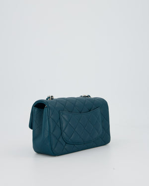 Chanel Cobalt Blue Classic  Mini Rectangular Single Flap Bag In Lambskin Leather With Silver Hardware