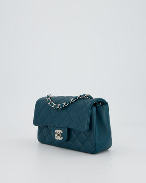 Chanel Cobalt Blue Classic  Mini Rectangular Single Flap Bag In Lambskin Leather With Silver Hardware