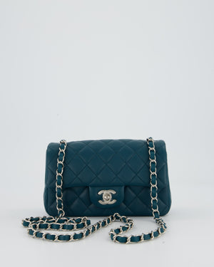 Chanel Cobalt Blue Classic  Mini Rectangular Single Flap Bag In Lambskin Leather With Silver Hardware