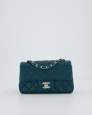 Chanel Cobalt Blue Classic  Mini Rectangular Single Flap Bag In Lambskin Leather With Silver Hardware