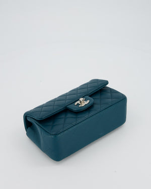 Chanel Cobalt Blue Classic  Mini Rectangular Single Flap Bag In Lambskin Leather With Silver Hardware
