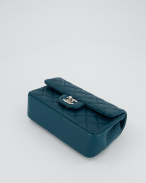 Chanel Cobalt Blue Classic  Mini Rectangular Single Flap Bag In Lambskin Leather With Silver Hardware