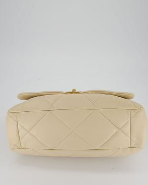Chanel Beige 19 Maxi Flap Bag In Lambskin Leather With Mixed Hardware