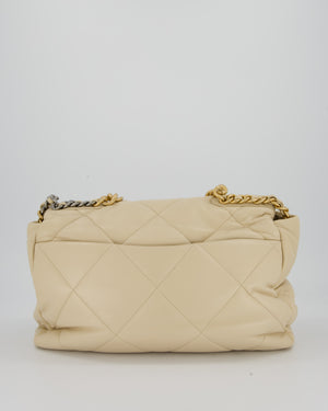 Chanel Beige 19 Maxi Flap Bag In Lambskin Leather With Mixed Hardware