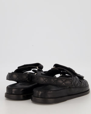 Chanel Black Quilted Leather Dad Sandals With CC Logo Size EU 40.5