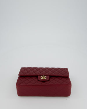 *HOT* Chanel Medium Classic Double Flap Bag in Burgundy Caviar Leather with Gold Hardware