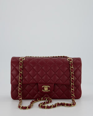 *HOT* Chanel Medium Classic Double Flap Bag in Burgundy Caviar Leather with Gold Hardware