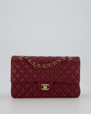 *HOT* Chanel Medium Classic Double Flap Bag in Burgundy Caviar Leather with Gold Hardware