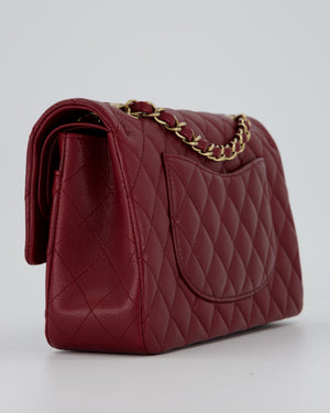 *HOT* Chanel Medium Classic Double Flap Bag in Burgundy Caviar Leather with Gold Hardware