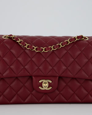 *HOT* Chanel Medium Classic Double Flap Bag in Burgundy Caviar Leather with Gold Hardware