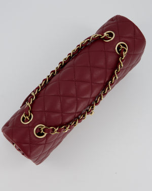 *HOT* Chanel Medium Classic Double Flap Bag in Burgundy Caviar Leather with Gold Hardware