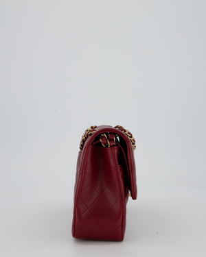 *HOT* Chanel Medium Classic Double Flap Bag in Burgundy Caviar Leather with Gold Hardware
