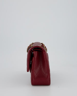*HOT* Chanel Medium Classic Double Flap Bag in Burgundy Caviar Leather with Gold Hardware