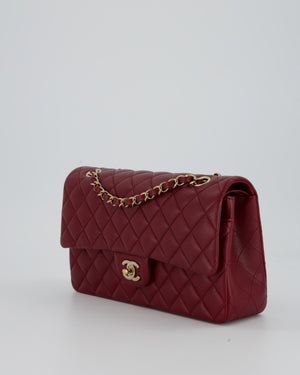 *HOT* Chanel Medium Classic Double Flap Bag in Burgundy Caviar Leather with Gold Hardware