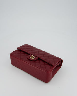 *HOT* Chanel Medium Classic Double Flap Bag in Burgundy Caviar Leather with Gold Hardware