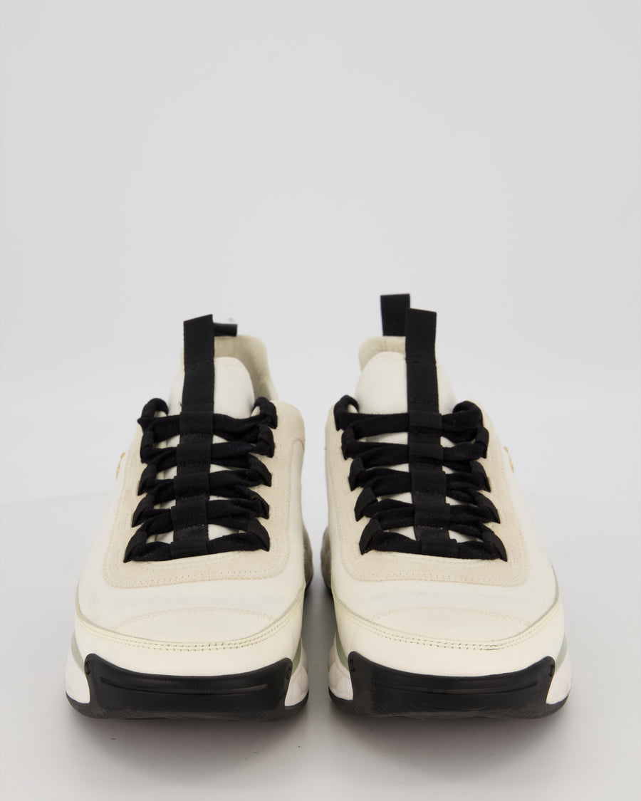Chanel White and Black Sneakers In Velvet and Nylon Size EU 41.5