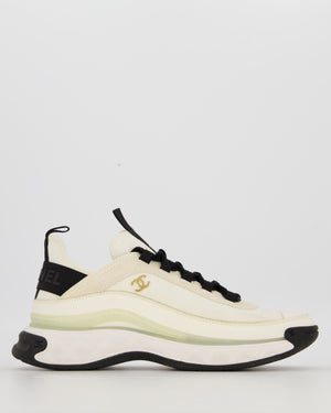 Chanel White and Black Sneakers In Velvet and Nylon Size EU 41.5