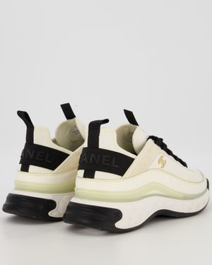 Chanel White and Black Sneakers In Velvet and Nylon Size EU 41.5
