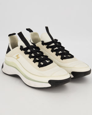 Chanel White and Black Sneakers In Velvet and Nylon Size EU 41.5