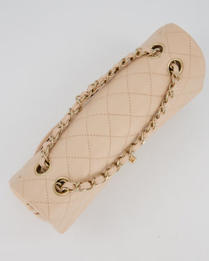Chanel Medium Classic Double Flap Bag in Beige Caviar Leather with Champagne Gold Hardware