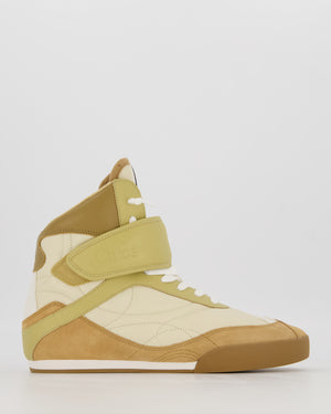 Chloé Beige, Cream and Green Kick High Top Sneakers In Leather and Suede Size EU 42 RRP £670