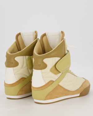 Chloé Beige, Cream and Green Kick High Top Sneakers In Leather and Suede Size EU 42 RRP £670