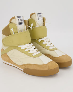 Chloé Beige, Cream and Green Kick High Top Sneakers In Leather and Suede Size EU 42 RRP £670