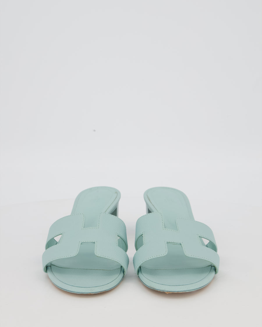 Hermès Oasis Sandals in Blue Brume Epsom Leather Size EU 41.5