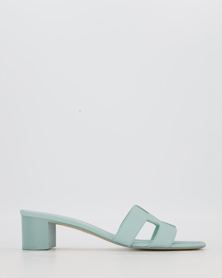 Hermès Oasis Sandals in Blue Brume Epsom Leather Size EU 41.5